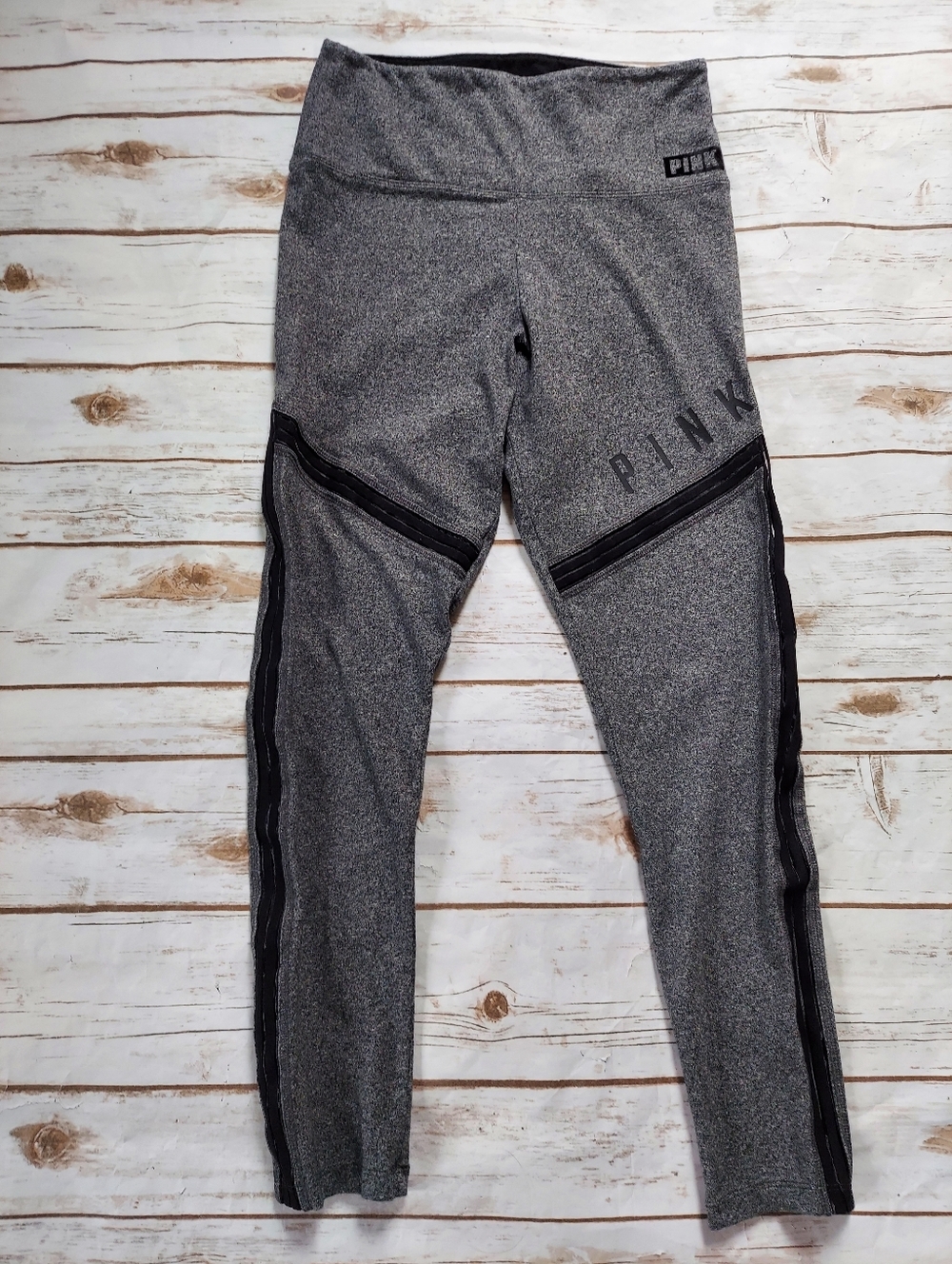 🔴3/$15 PINK Athletic Leggings Black Mesh Trim